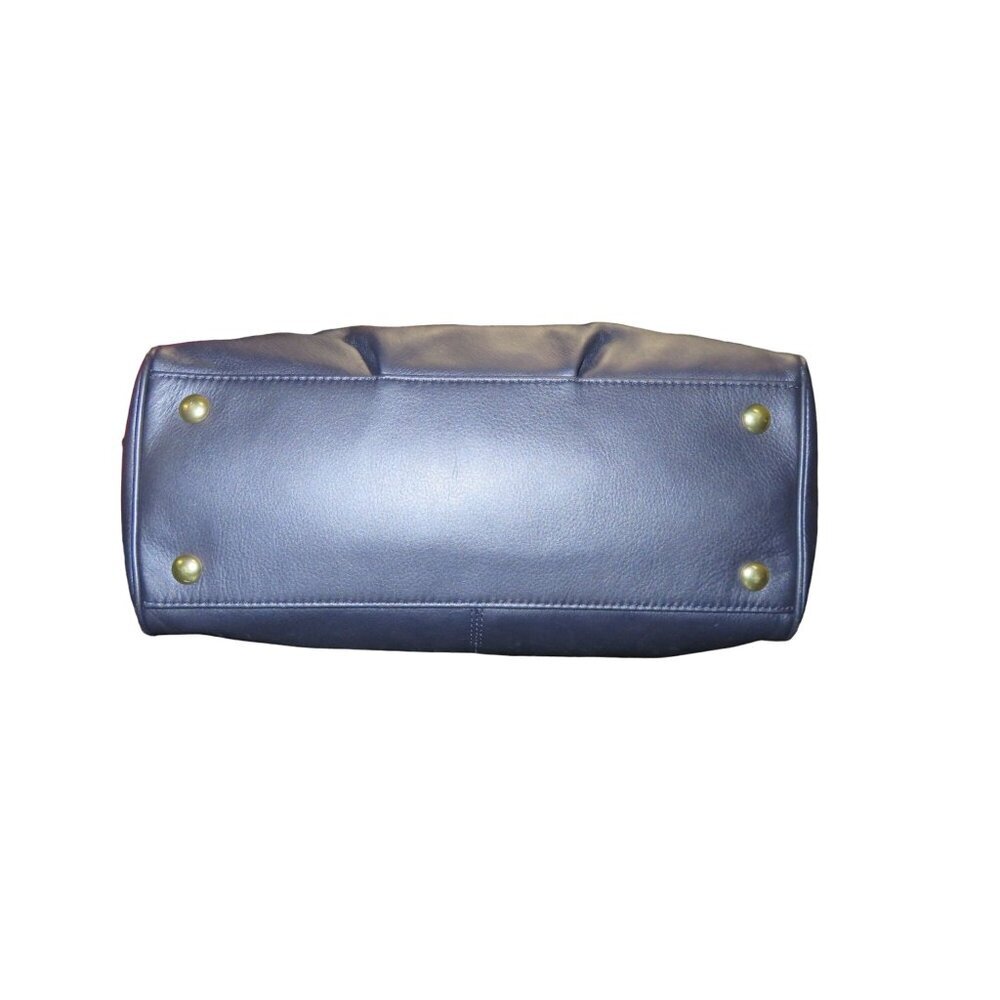 Coach Taylor 2013 Metallic Blue Leather Double Handle Satchel & Crossbody Strap - Picture 5 of 13